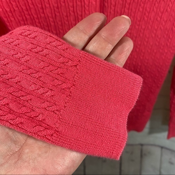 Talbots Petites Coral Cable Knit Button Up Cardigan Sweater Mp - Picture 4 of 10